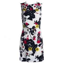 Dolce&Gabbana Black and White Floral Embroidered Sleeveless Dress