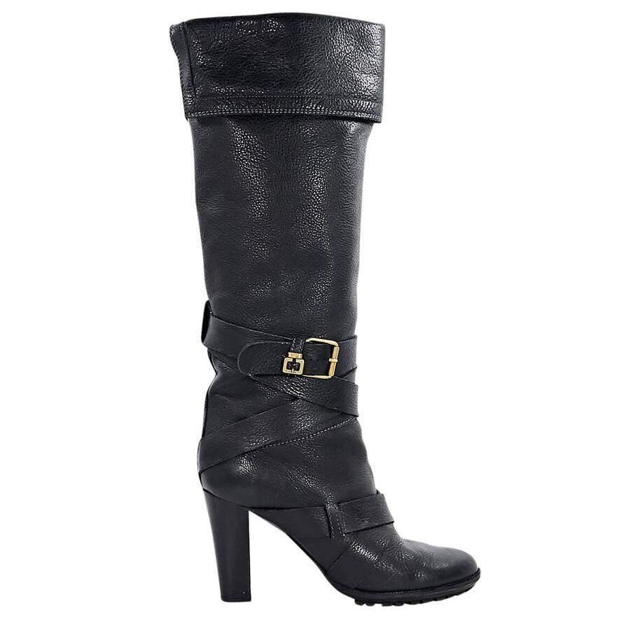 Black Chloe Leather Knee-High Boots