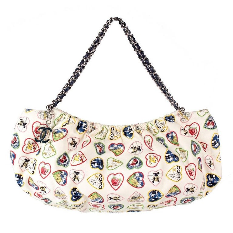 Chanel Optic Coco Tote Printed Coated Canvas With Caviar Small