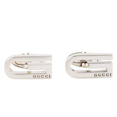 Gucci New Sterling Silver Logo Men's Evening Suit Accessory Cuff Links in Box