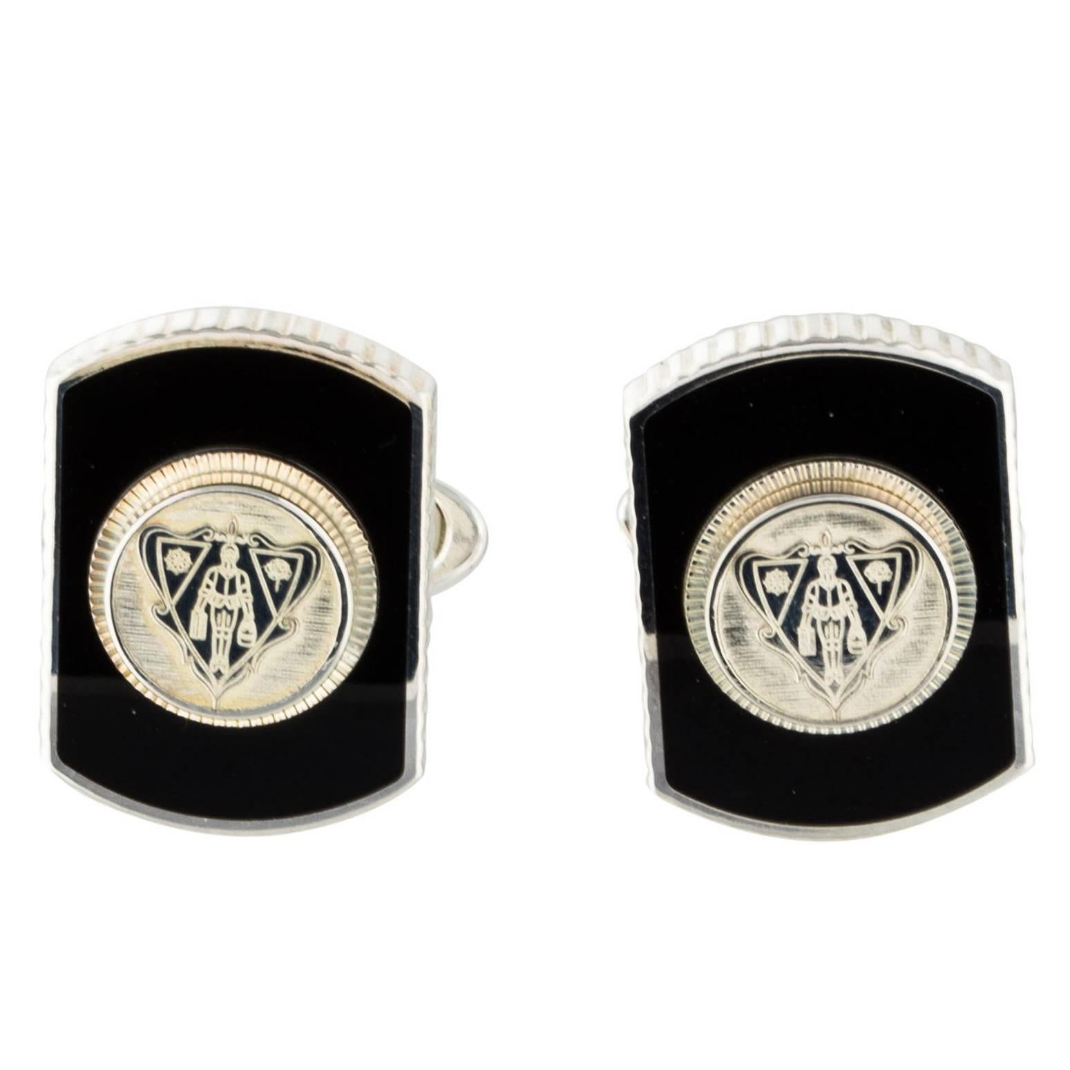 Gucci New Sterling Silver Black Hysteria Evening Suit Accessory Cufflinks in Box