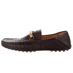 Used Gucci New Men's Chocolate Bamboo Moccasin Dress Casual Loafers Shoes