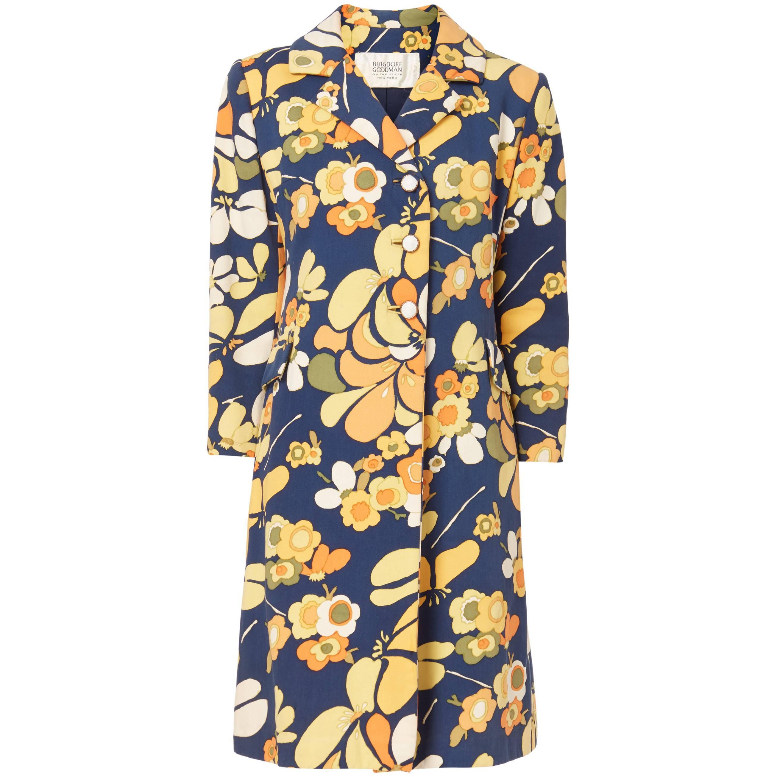Charles Cooper Couture, printed coat, circa 1973 For Sale