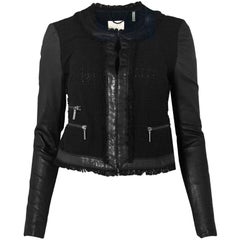 Rebecca Taylor Black Jacket with Leather Trim Sz 4