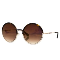 Balmain Tortoise & Goldtone Round Frame Sunglasses with Box, Case