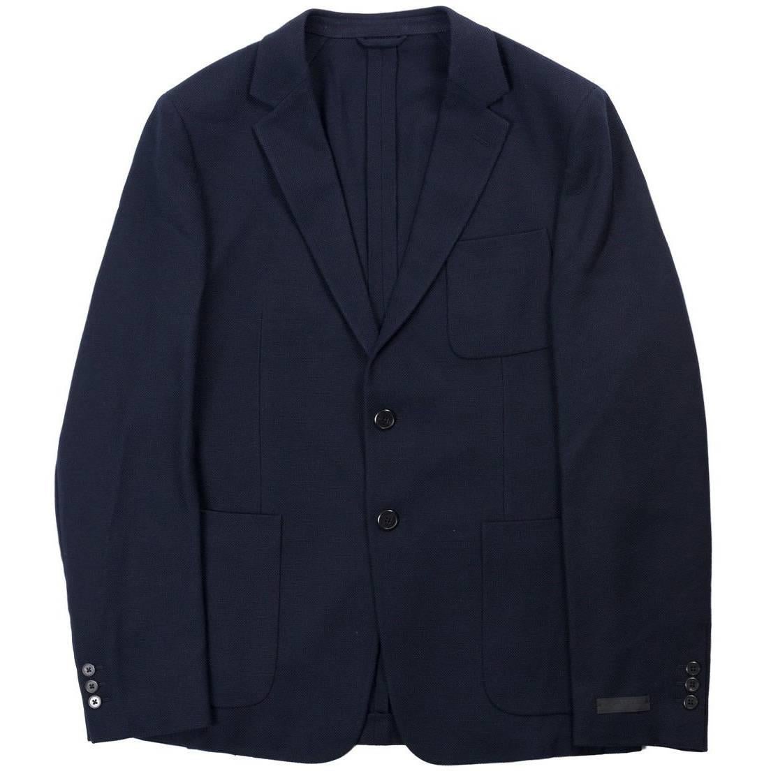 PRADA Mens Dark Blue Wool Twill Two-Button Sports Jacket For Sale