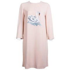 Stella McCartney Women Pink Swan Embroidered Long Sleeve Dress