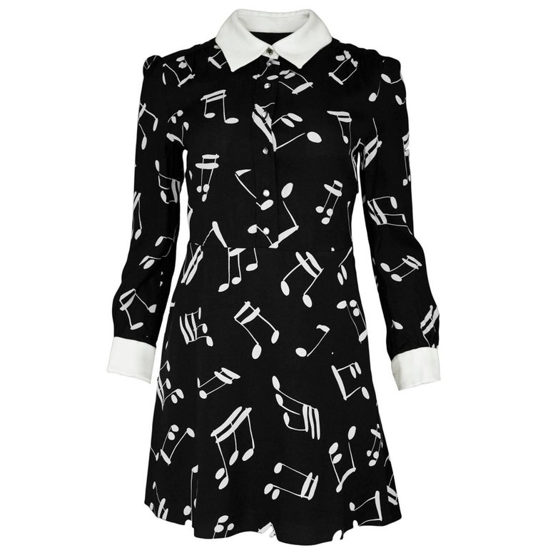 Saint Laurent Black Music Note Print Dress For Sale at 1stDibs music