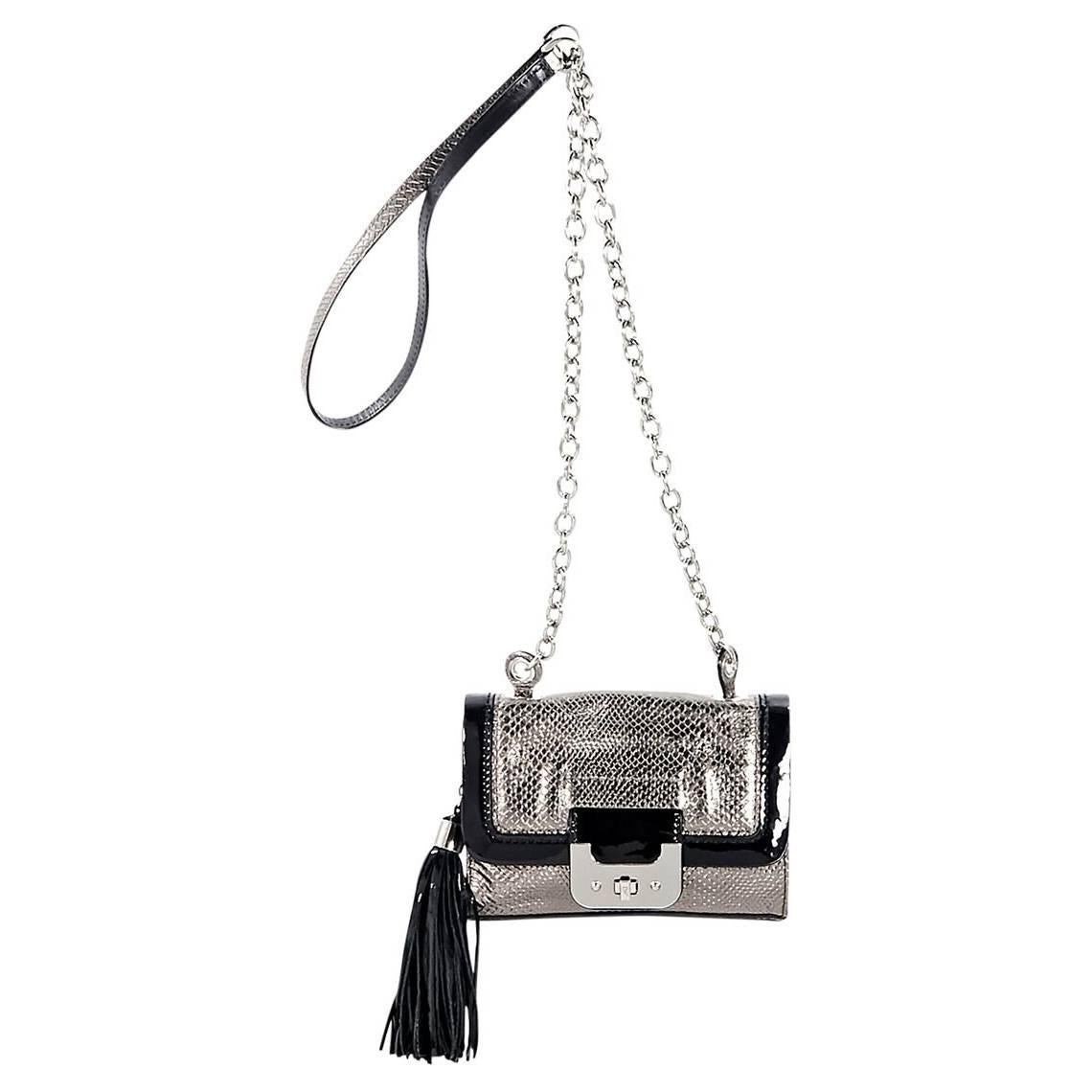 Silver Diane von Furstenberg Embossed Mini Crossbody Bag