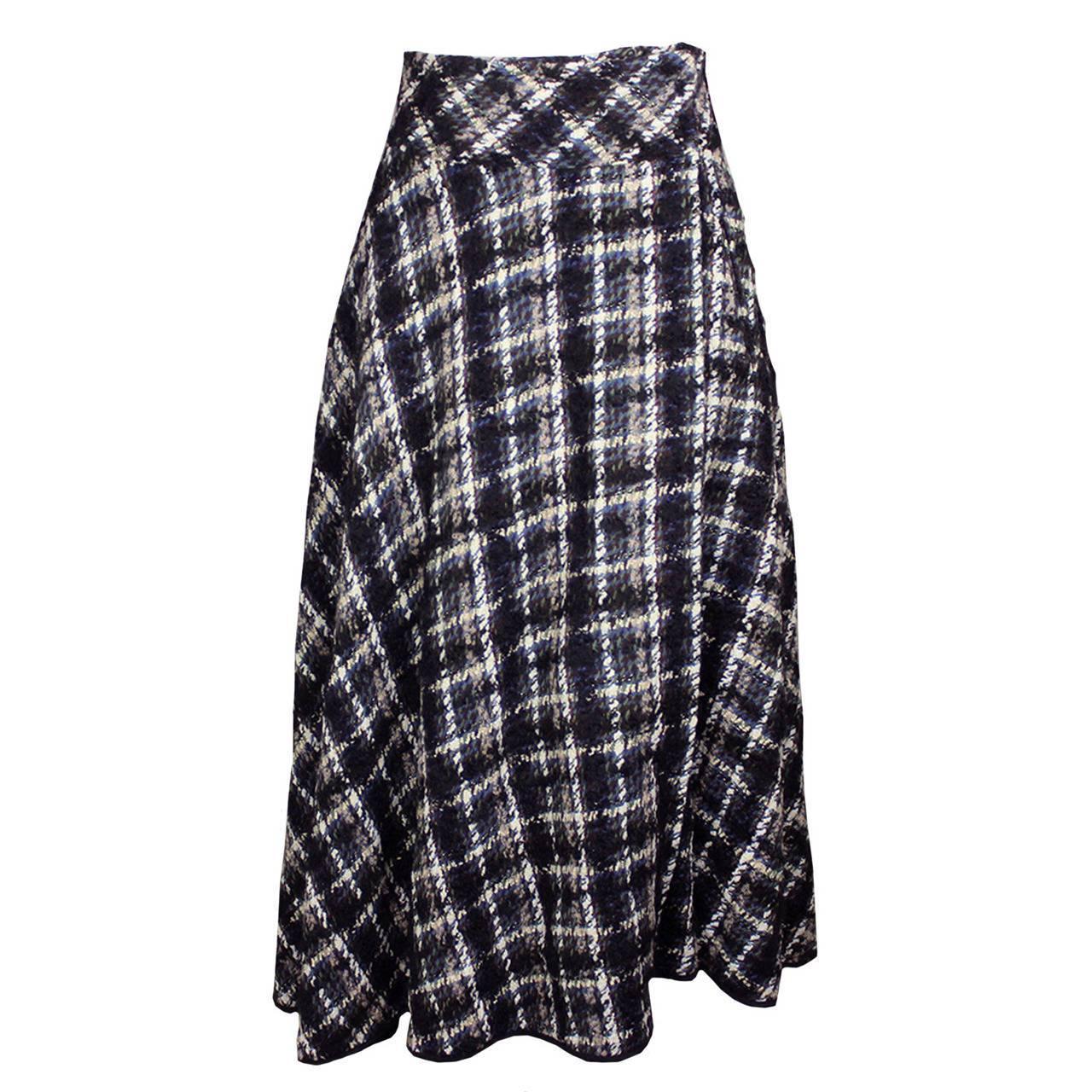 Yohji Yamamoto Luxurious Plaid Wool Wrap Skirt For Sale