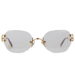 CARTIER Paris Vintage Eyeglasses CHELSEA Gold Rimless Frame 130 Nos