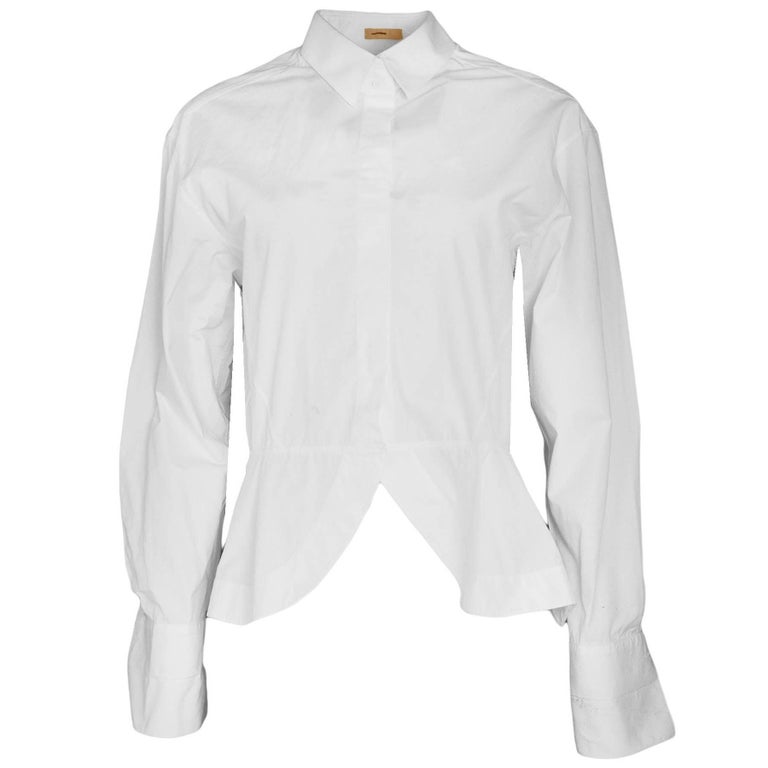 Alaia White Peplum Blouse Sz FR44 For Sale at 1stDibs | alaia white shirt