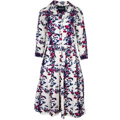 Samantha Sung White, Pink & Blue Floral Print Dress Sz 8