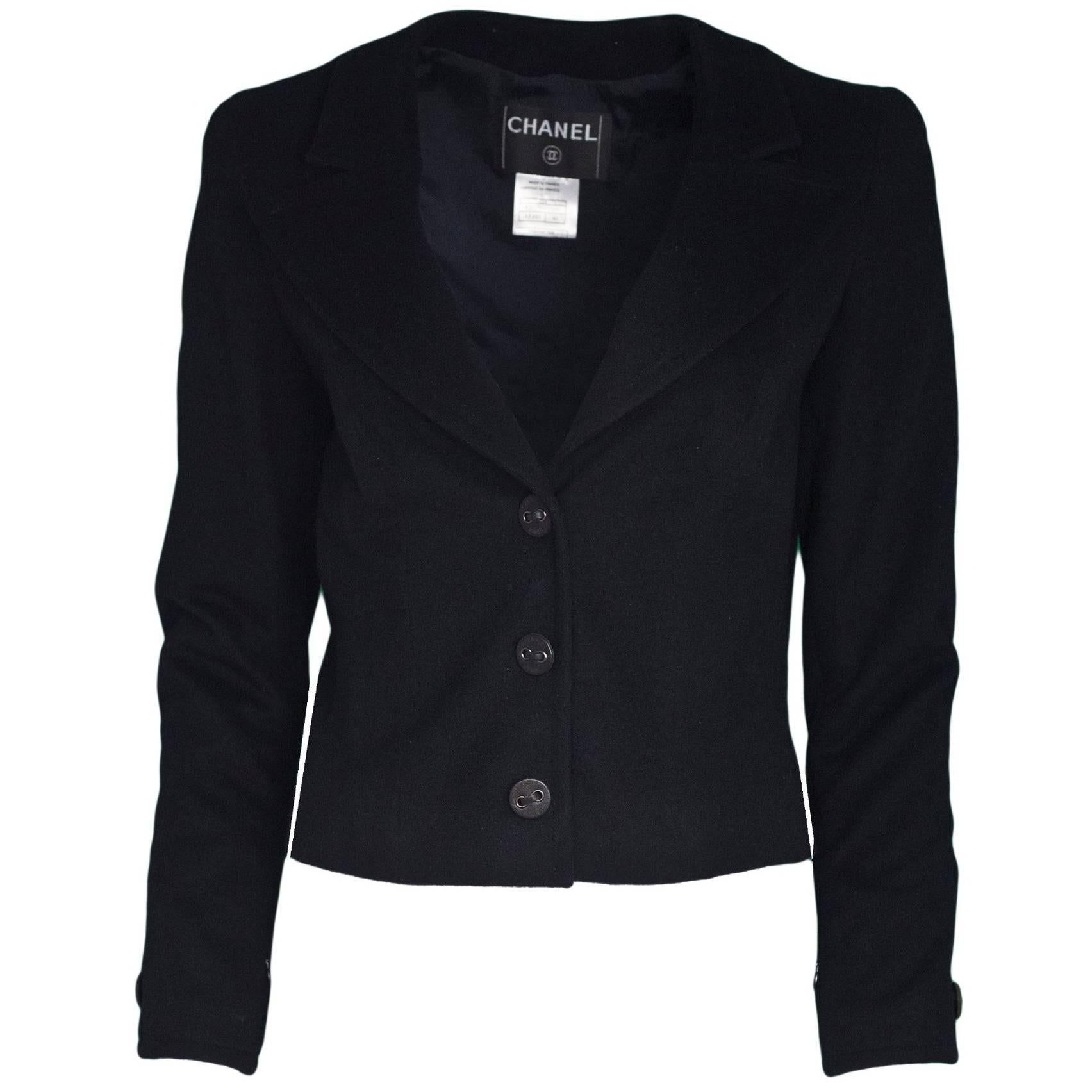 Chanel Black Cashmere Jacket Sz FR 42
