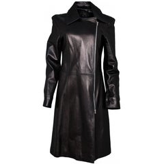 Rachelle Black Leather Zip Moto Coat Sz L