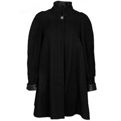 Chanel Black Wool Boucle Swing Coat Sz FR38