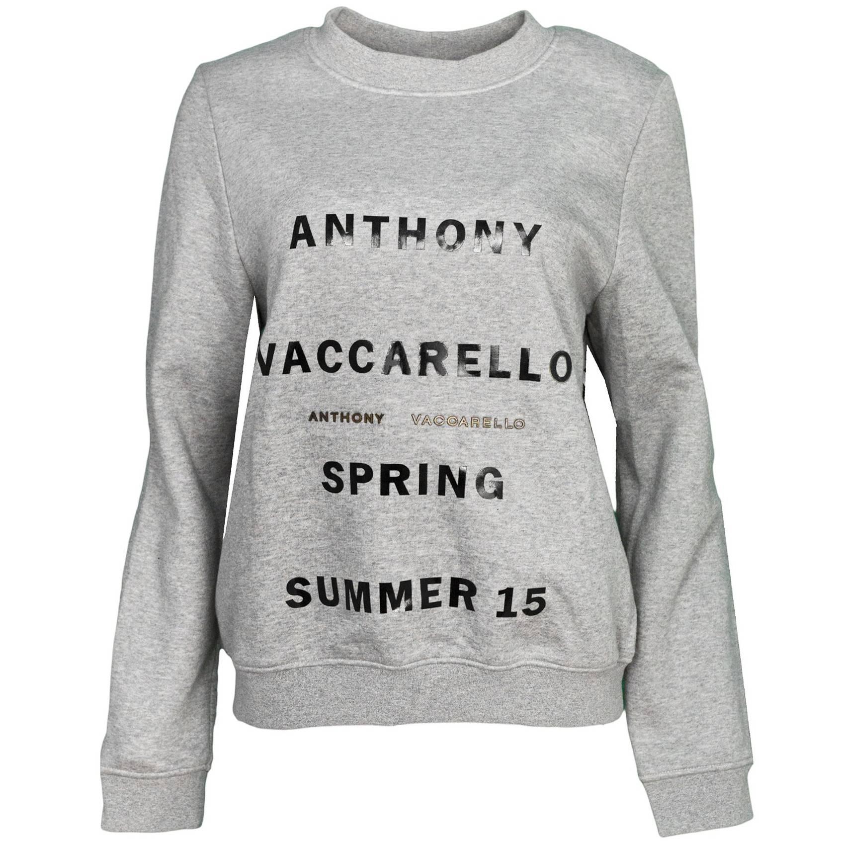 Anthony Vaccarello Grey Spring/Summer '15 Print Sweatshirt Sz FR42 NWT