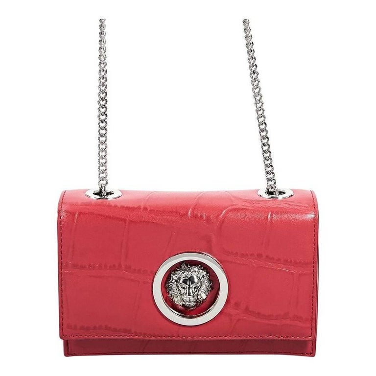 Versus Versace Red Leather Lion Head Crossbody Bag For Sale at 1stDibs