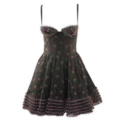 1980s Yvan and Marzia Black Floral Lace Dress