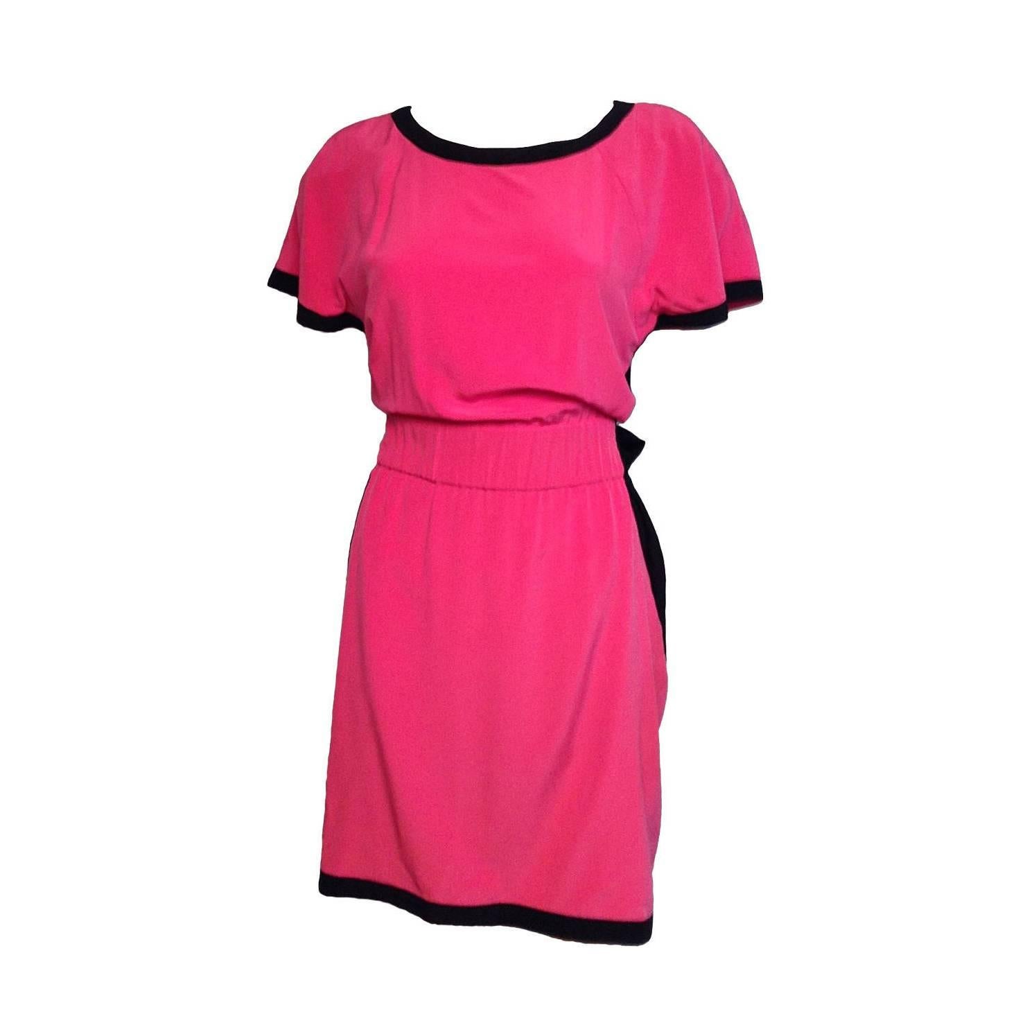 Karl Lagerfeld Black and Pink Vintage Dress Size 8 For Sale