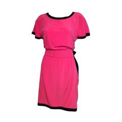Karl Lagerfeld Black and Pink Vintage Dress Size 8