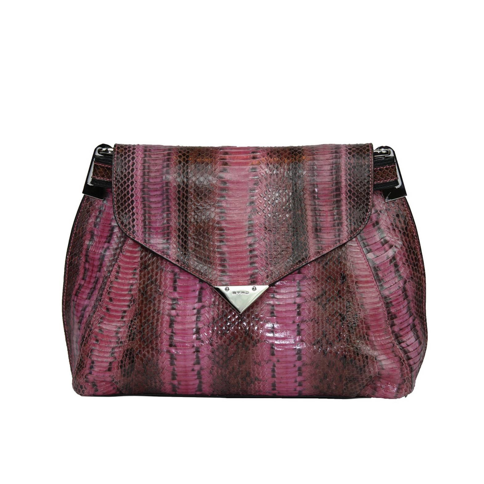 New ETRO CORNELIA WATERSNAKE LEATHER CLUTCH SHOULDER BAG