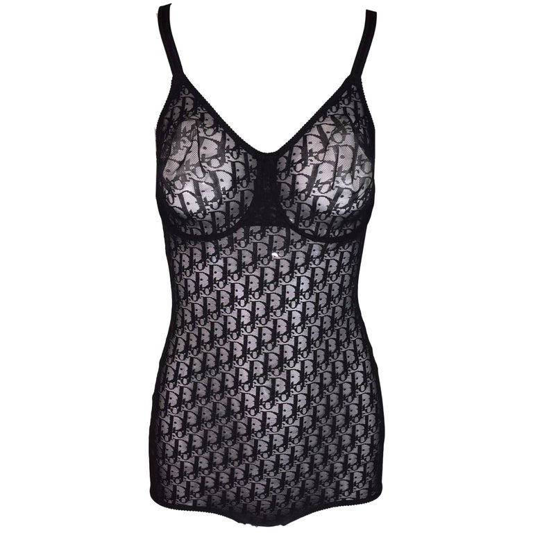 1990's Christian Dior Mesh Lace Off Shoulder Bustier Crop ...