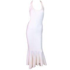 S/S 2001 Dolce & Gabbana Runway Pin-Up Ivory Halter Long Mermaid Dress
