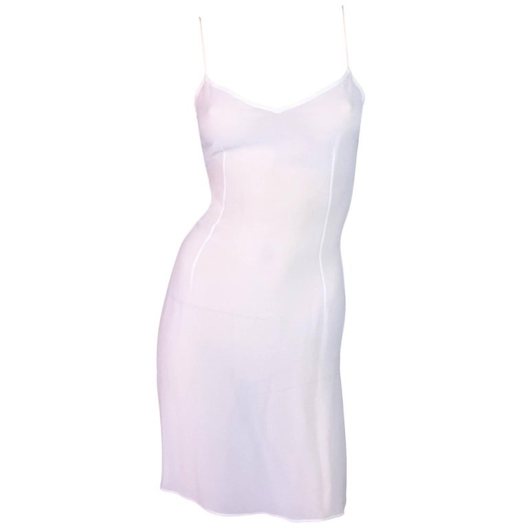 C. 1999 Dolce and Gabbana Sheer Ivory Slip Mini Dress 38/40 at 1stDibs