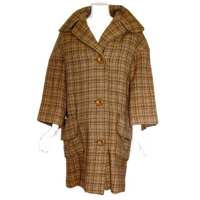 Christian Dior oatmeal colored day coat, Circa late 1950s at 1stDibs
