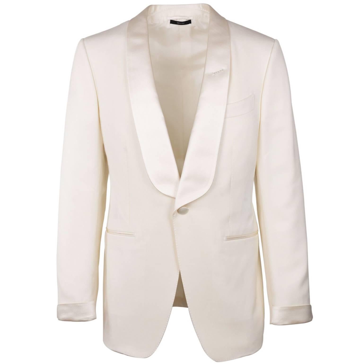 Tom Ford Ivory Wool Blend Shawl Lapel OConner Cocktail Jacket Sz 50/40R RTL$4250