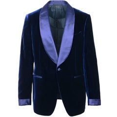 Tom Ford Dark Blue Velvet Shawl Lapel Shelton Cocktail Jacket