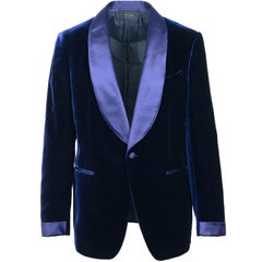 Tom Ford Dark Blue Velvet Shawl Lapel Shelton Cocktail Jacket  