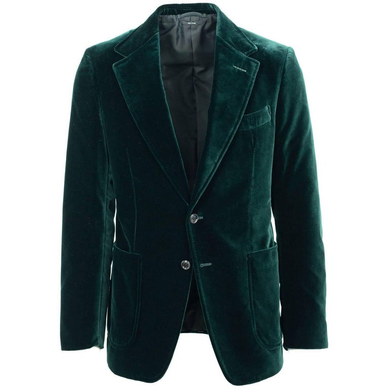 Tom Ford Dark Green Velvet Peak Lapel Shelton Sport Jacket Blazer E 48R ...