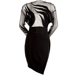 Thierry Mugler black crepe dress with sheer bodice, 1990s