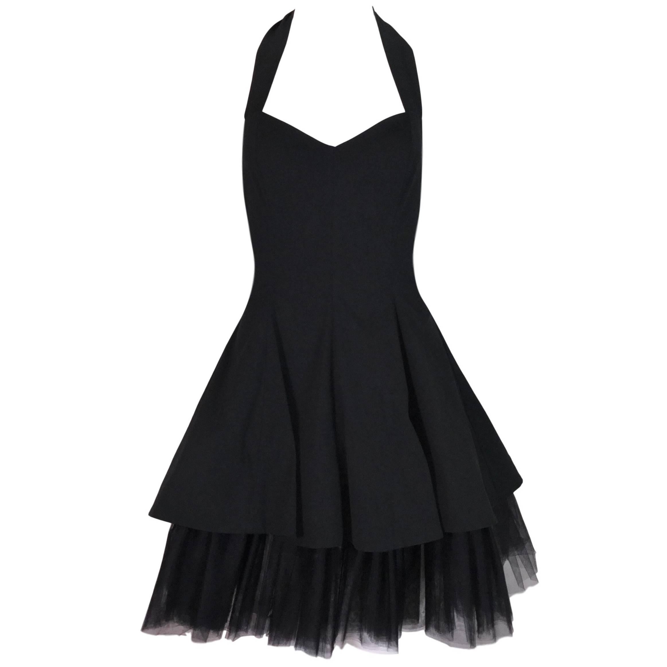Dolce & Gabbana Documented Halter Ballerina Black Crinoline Mini Dress, S/S 1992
