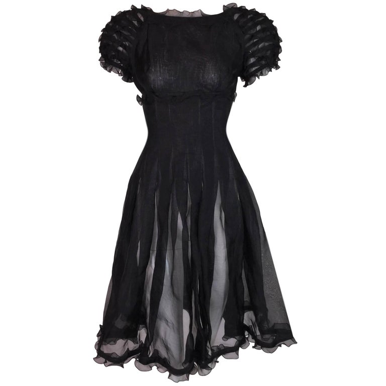 Fendi Sheer Black Babydoll Ruffle A Line Dress At 1stdibs Fendi Sheer Black Babydoll Ruffle A Line Dress For