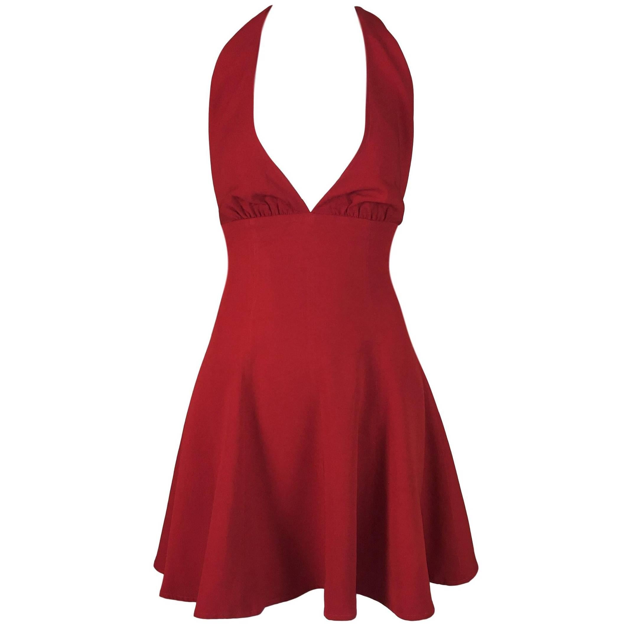 Dolce & Gabbana Rotes:: tief ausgeschnittenes Marilyn Micro Mini Dress:: S / S 1995