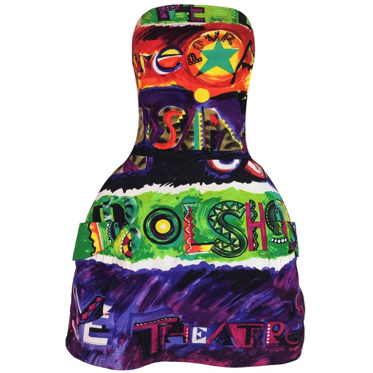 S/S 1991 Gianni Versace Couture Runway Avant Garde Teatro Pop Art Dress at 1stDibs