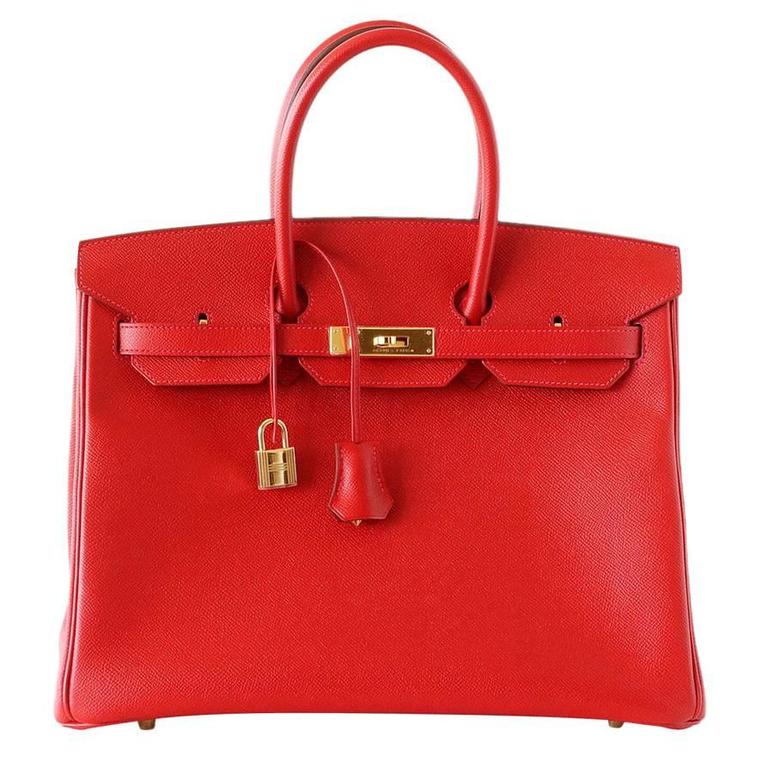 Hermes Birkin 35 Bag Rouge Casaque Epsom Coveted Gold Hardware For Sale
