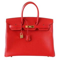 HERMES BIRKIN 35 Bag ROUGE CASAQUE Epsom Coveted Gold Hardware 5
