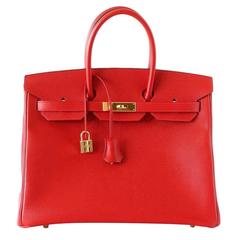 Hermes Birkin 35 Bag Rouge Casaque Epsom Coveted Gold Hardware