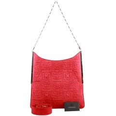 Versace #GREEK red suede leather shoulder bag