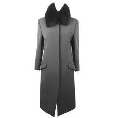 Versus By Gianni Versace Wool Overcoat With Fox Collar 8