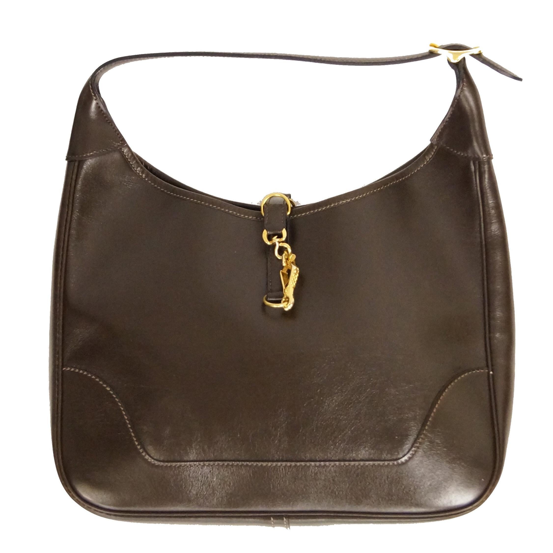 Hermès “Trim” Leather Shoulder Bag in Brown, 1960s 