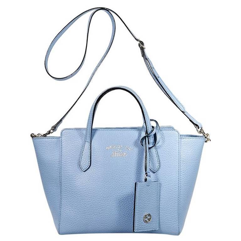 Light Blue Gucci Leather Swing Bag