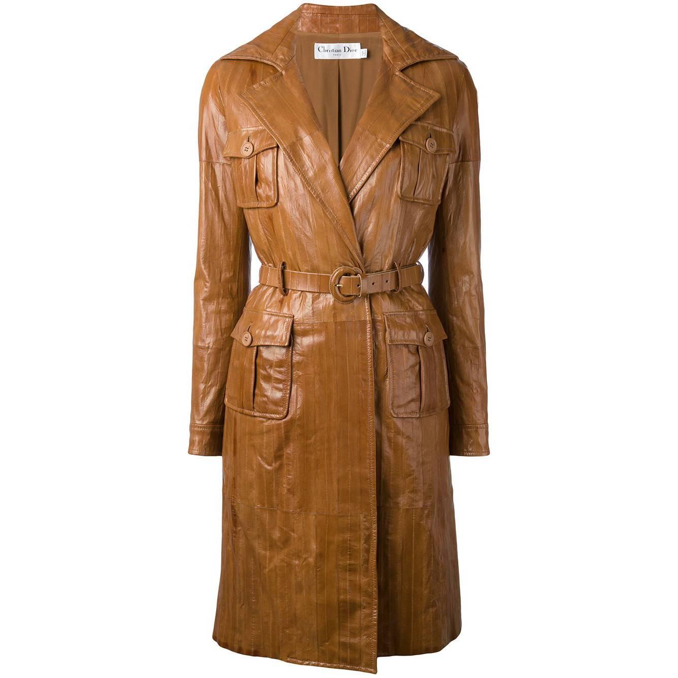 Christian Dior by John Galliano Paneled Eel Leather Coat, 2008 For Sale