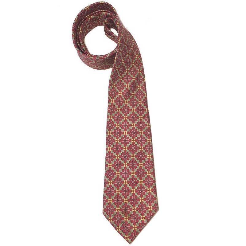 HERMES Tie in Printed Fuchsia Silk