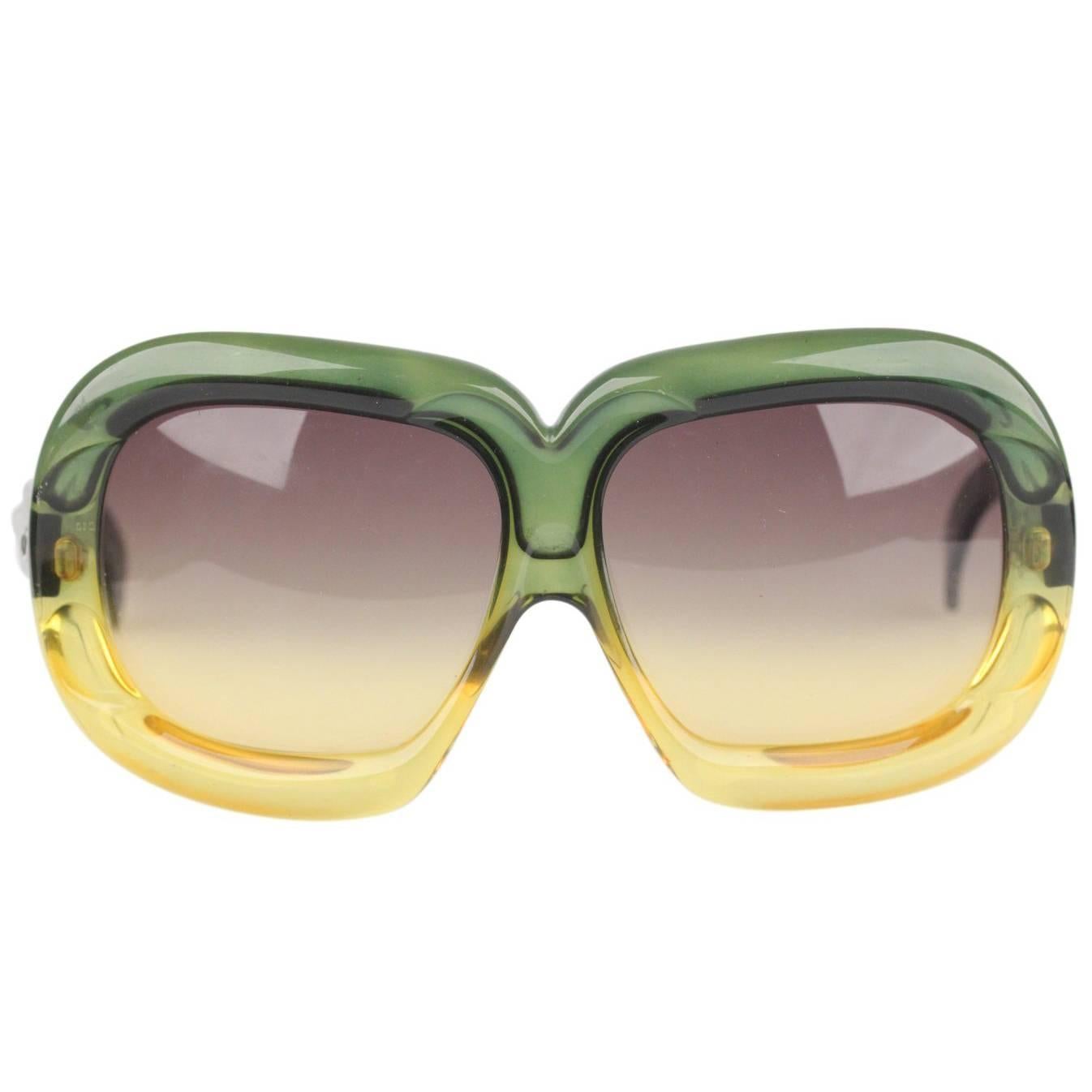 CHRISTIAN DIOR Vintage OPTYL Green Yellow Oversized Mint Sunglasses
