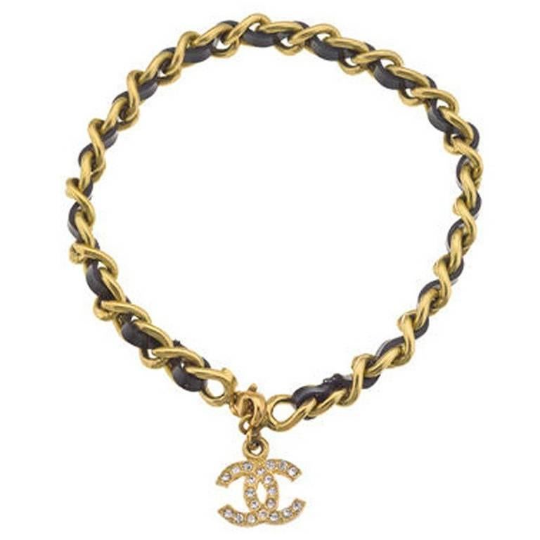 Chanel Iconic Black and Gold Chain Anklet / Bracelet